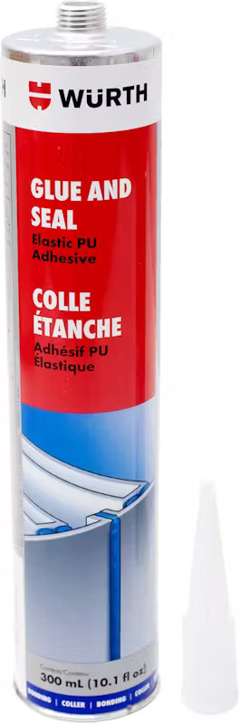 8901001-glue-and-seal-black-wurth Polyurethane Adhesive Sealant for Trailer Sheets, 300 ml Caulking Tube, Black - Image 1